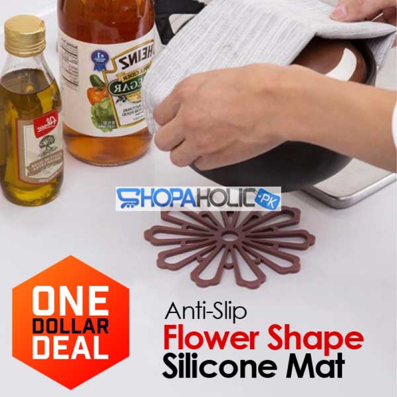 (One Dollar Deal) Flower Shape Coasters Non-slip Heat Resistant Silicone Mat