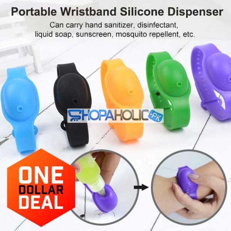 (One Dollar Deal) Silicone Hand Sanitizer Wristband - Multicolour
