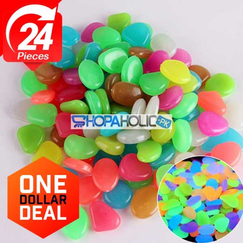 24 Pieces (One Dollar Deal) Glowing Stone for Aquarium, Indoor and Garden