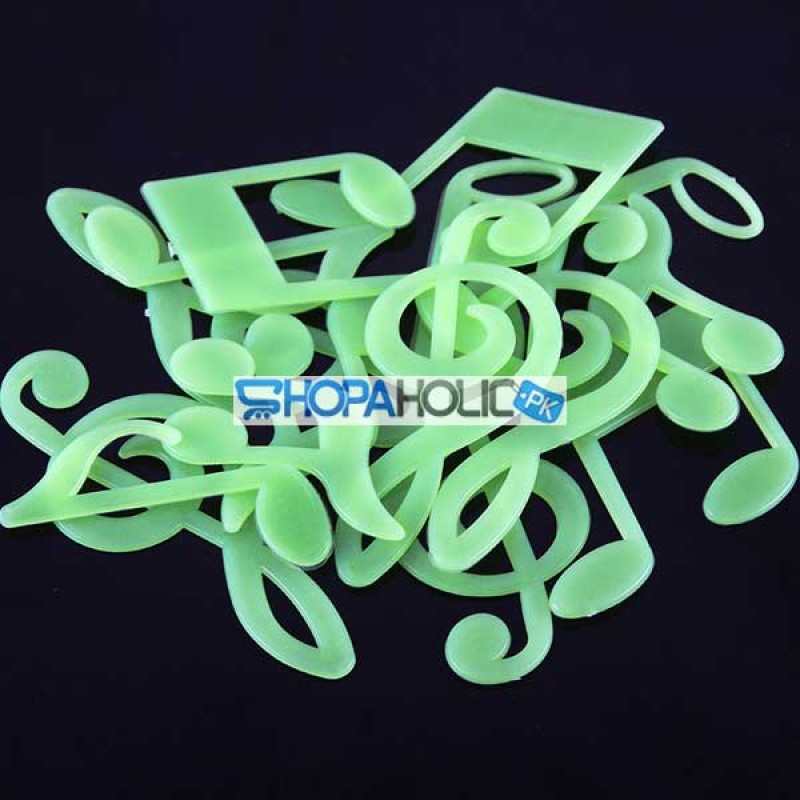 Set of 15 Pcs (One Dollar Deal) Fluorescent Luminous Music Notes - Glow in The Dark