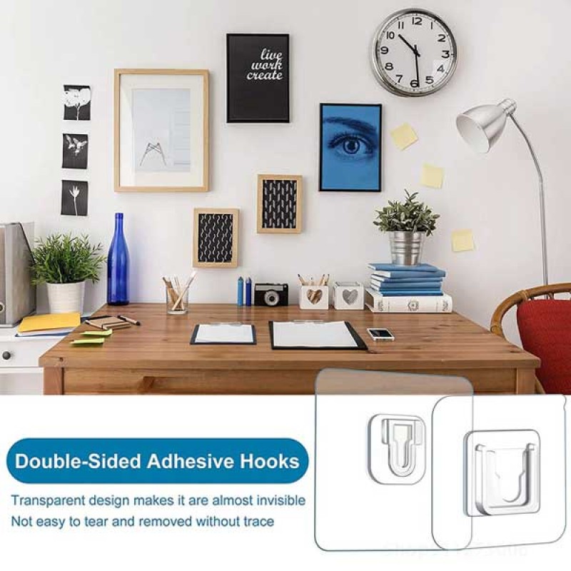 3 Pairs (One Dollar Deal) Double-Sided Adhesive Wall Hooks