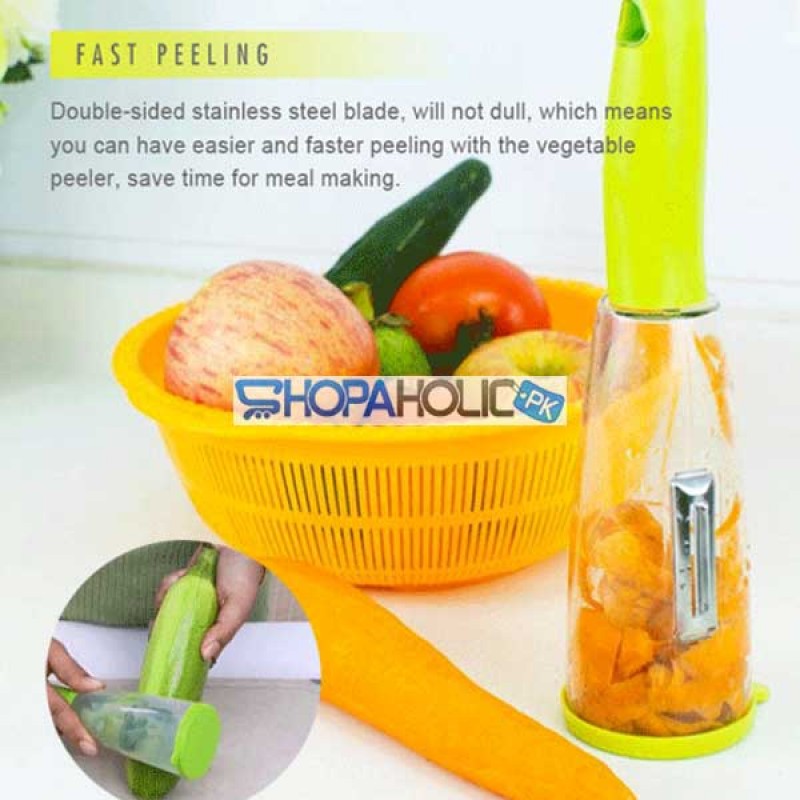 (One Dollar Deal) Peeler with Trash Can for Vegetable & Fruit