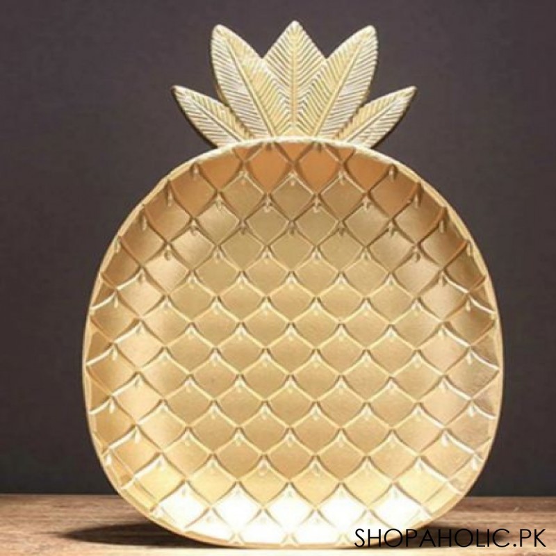 Wooden Pineapple Shape Golden Tray (Small)