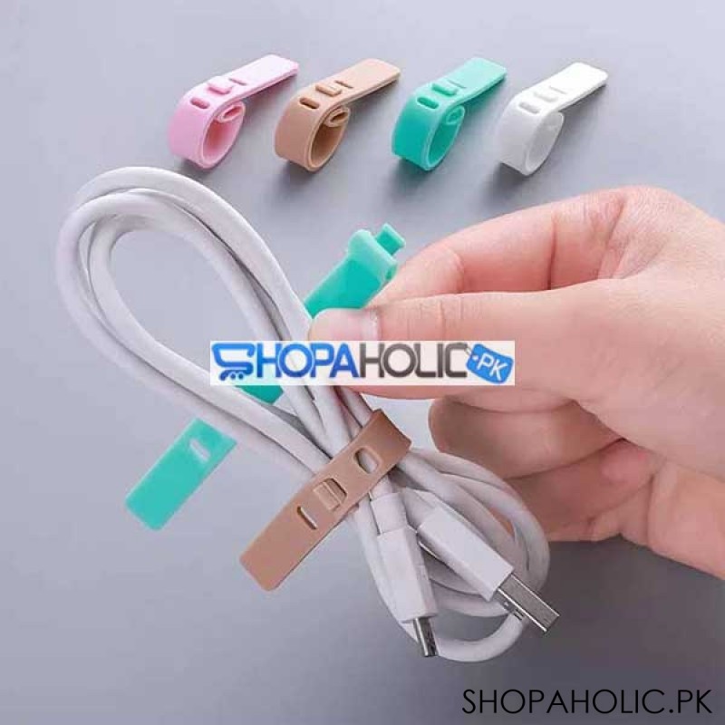 (Pack of 4) Silicone Wire Band Tie Cable Organizer