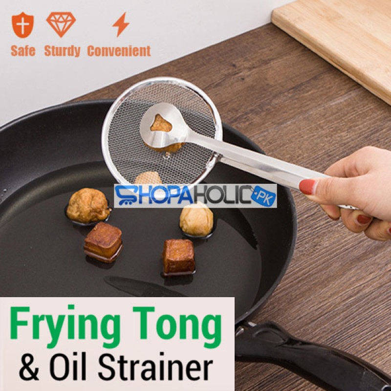 Multi-Purpose Frying Tong and Oil Strainer