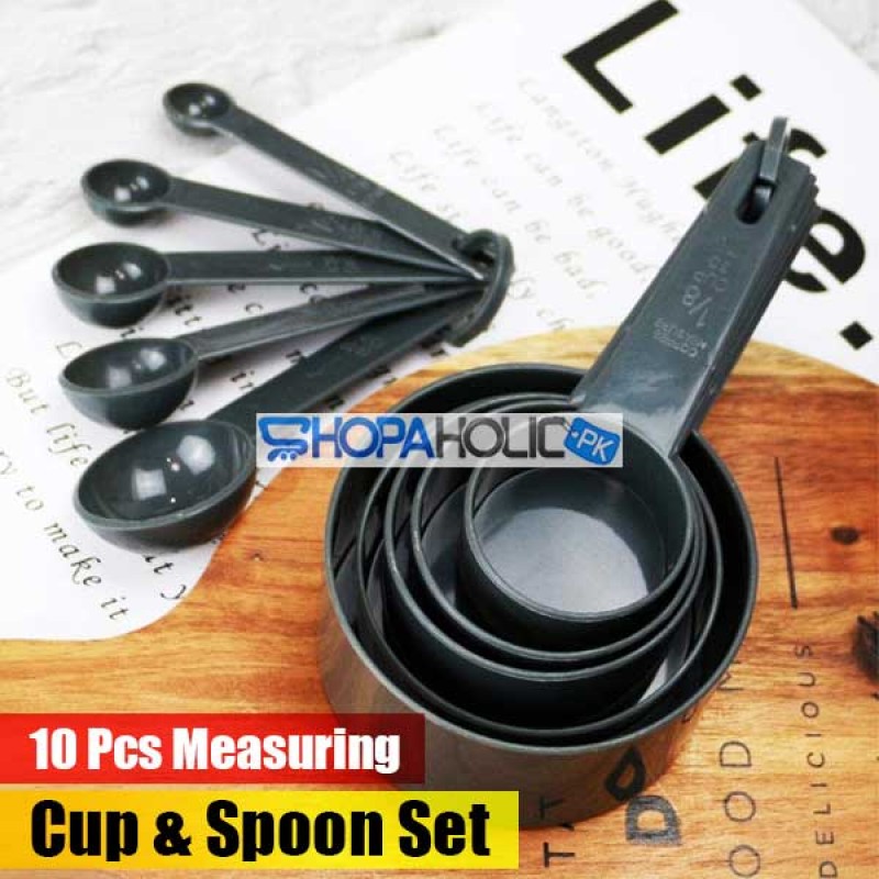 10 Pcs Measuring Cup & Spoon Set - Black