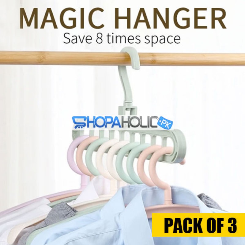(Pack of 3) Nine Hole Magic Folding Super Hanger