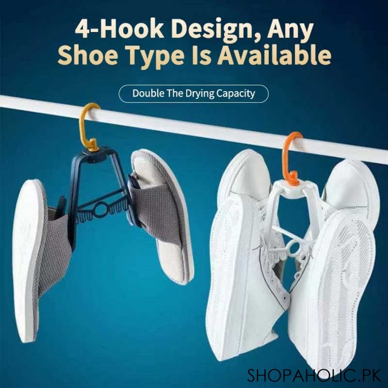 360 Degree Rotating Foldable 4 Hooks Balcony Shoe Rack