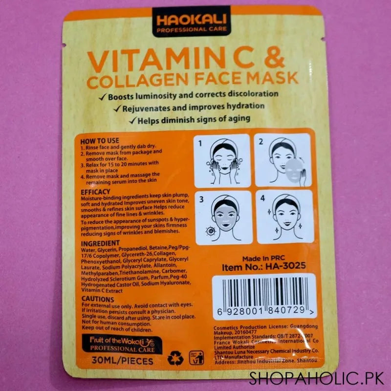 Buy Haokali Vitamin C and Collagen Face Mask Price in Pakistan