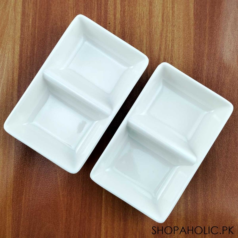 (Pack of 2) 2 Sections Melamine Pickle And Sauces Dish