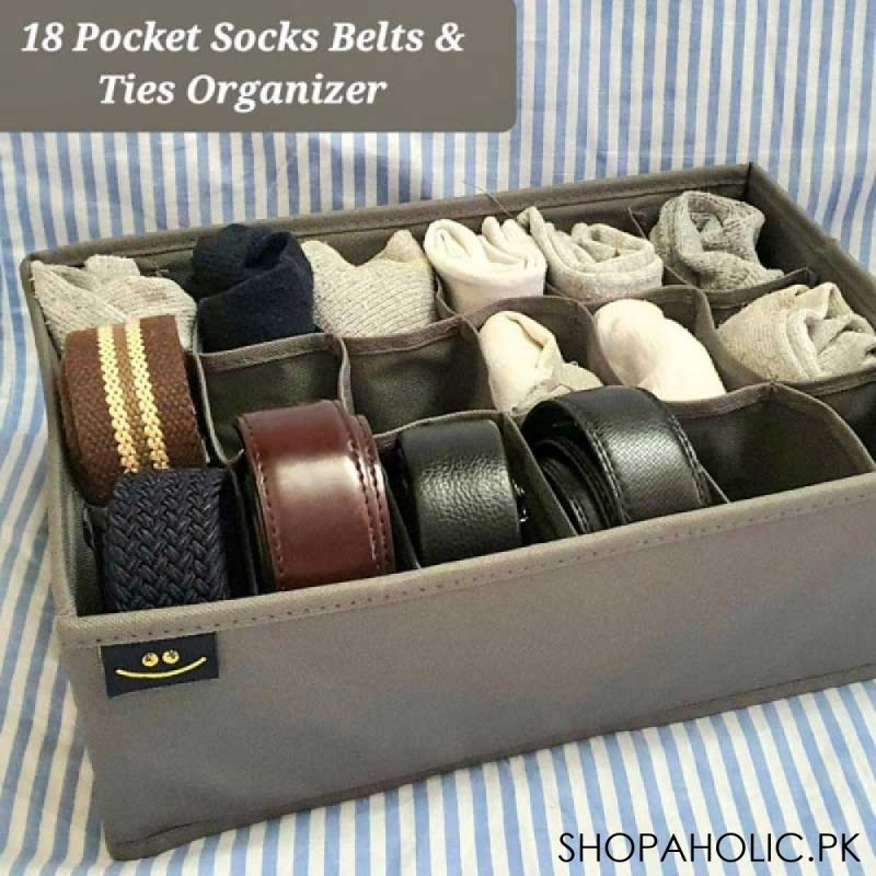 Foldable 18 Pockets Socks Belts Organizer