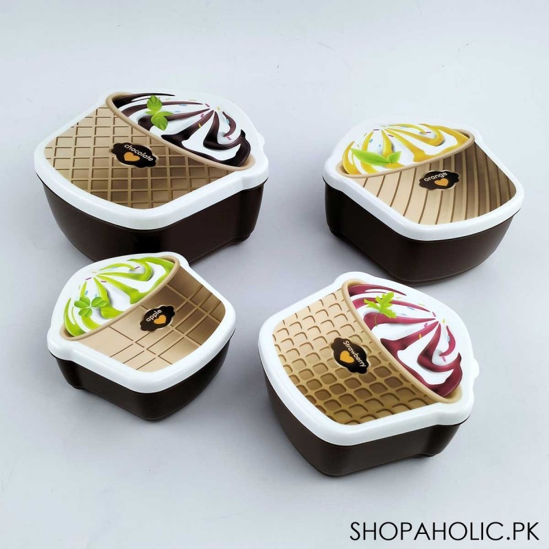 4 Pcs Ice Cream Style Plastic Lunch Box
