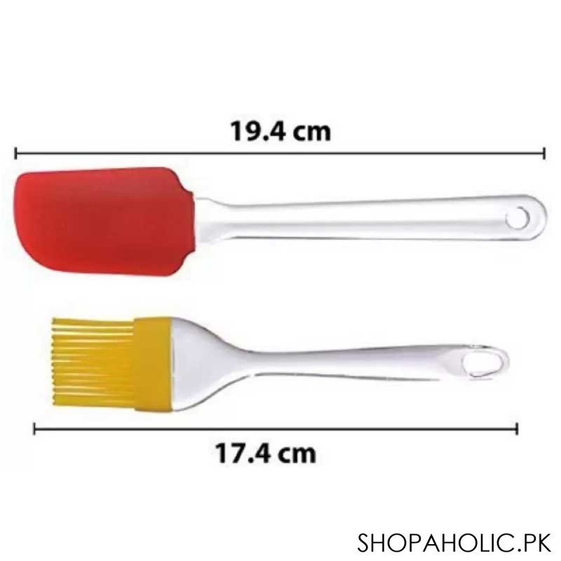 (Set of 2) Silicone Spatula and Brush Set with Plastic Handle