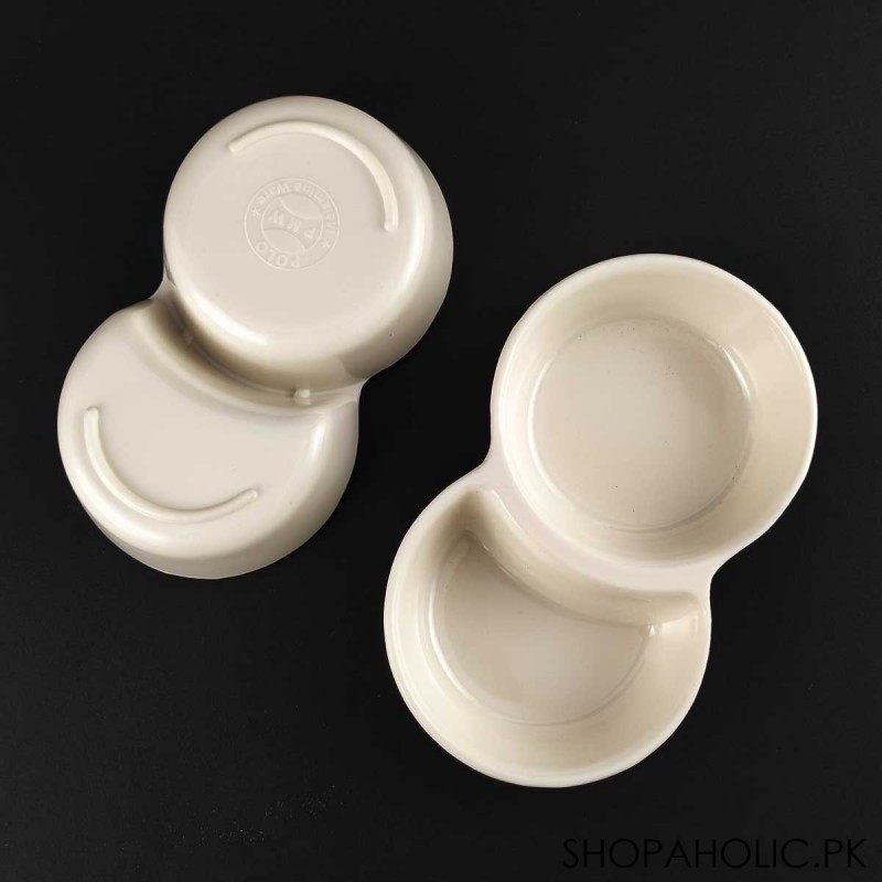 (Pack of 2) 2 Sections Round Shape Melamine Pickle Sauces Dish