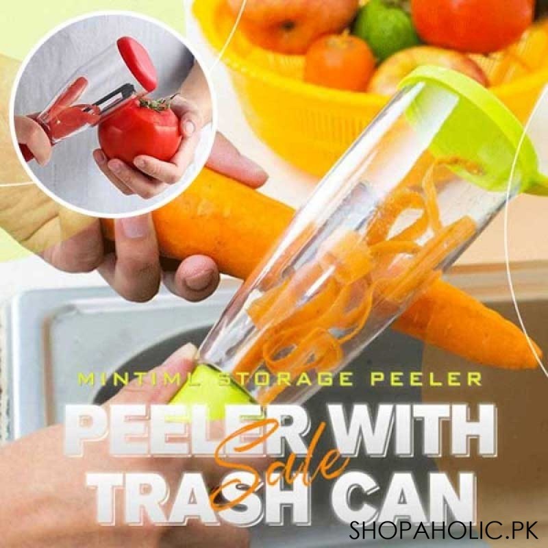Peeler with Trash Can for Vegetable and Fruit