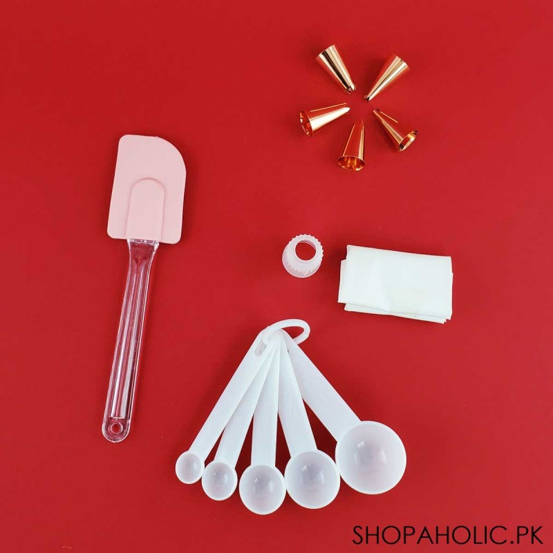 (Set of 9) Silicone Spatula, Measuring Spoons and Cake Decorating Baking Tool