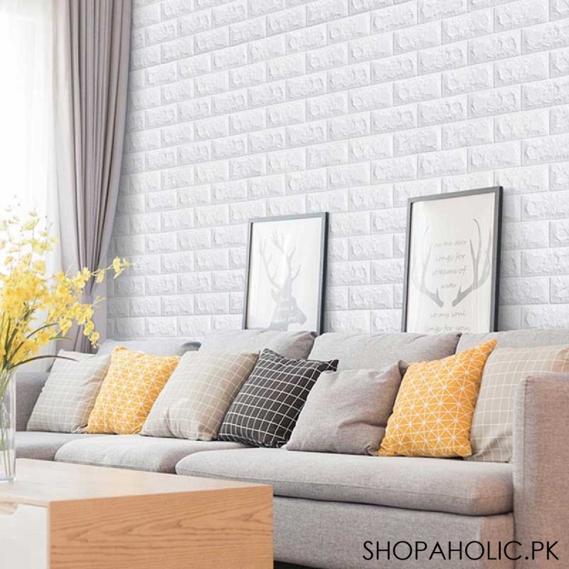 (Pack Of 4) 3D Foam Brick Wallpaper Stickers