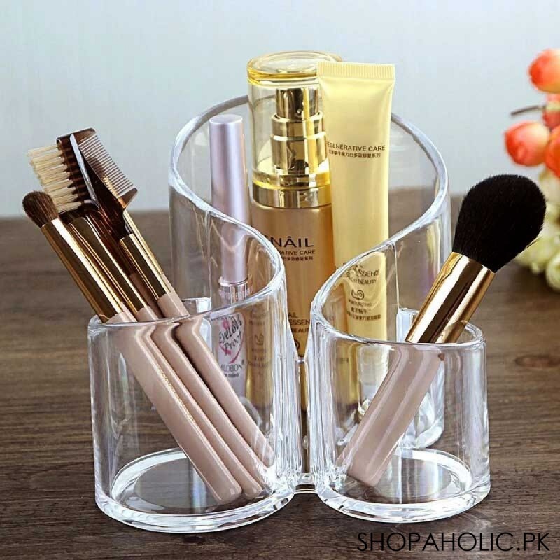 3 Compartment Acrylic Cosmetic Brush Holder