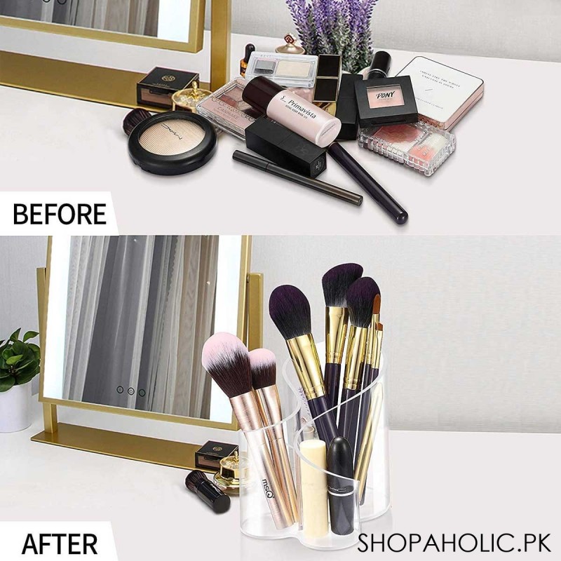 3 Compartment Acrylic Cosmetic Brush Holder