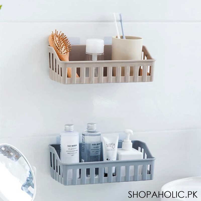 Wall Mounted Plastic Storage Rack for Kitchen and Bathroom Organizer