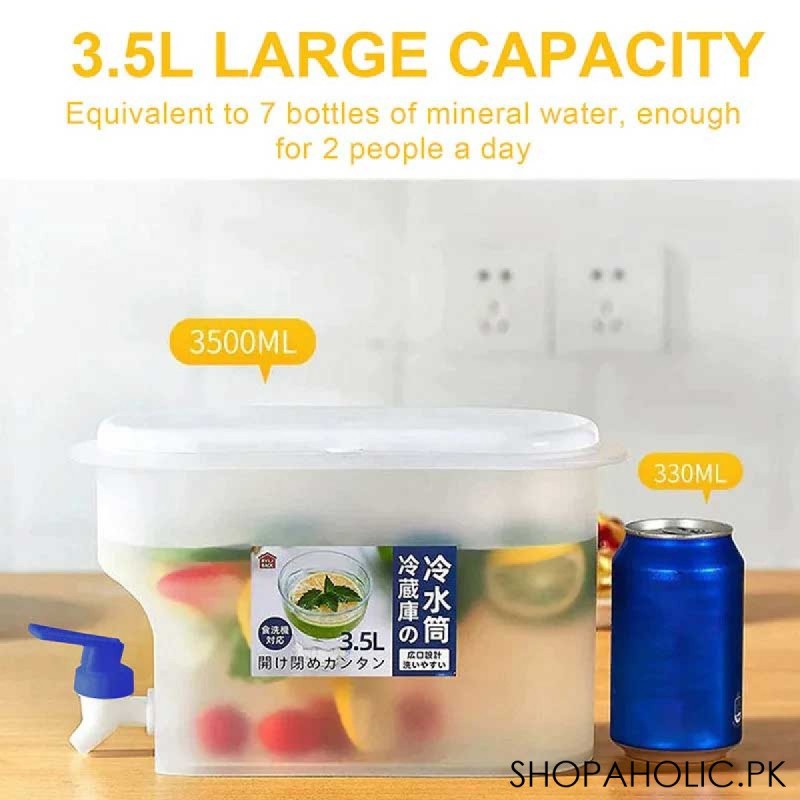 3L Cold Beverage Dispenser Water Drink Bucket with Lid and Faucet for Refrigerator