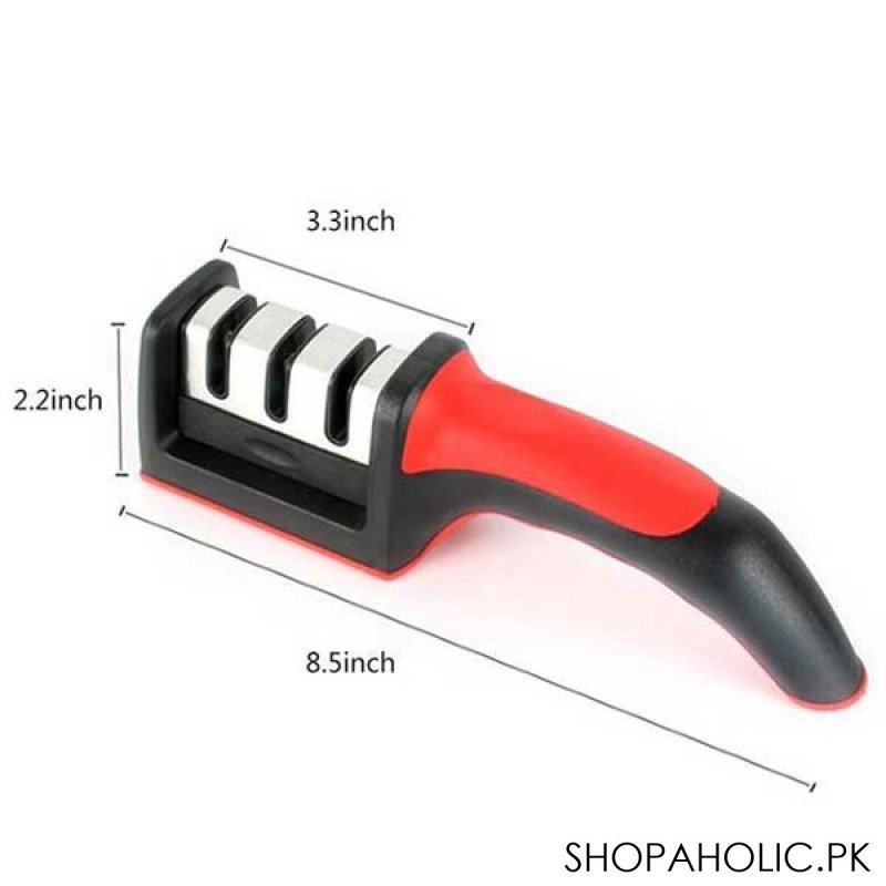 3 Stage Kitchen Knife Sharpener with Non Slip Rubber Handle