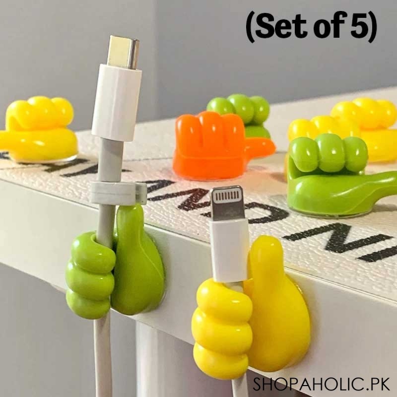 (Set of 5) Silicone Thumb Hooks Clip Cable Holder