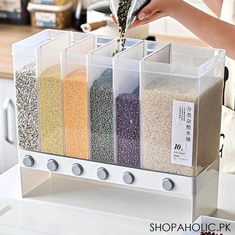 10 KG Wall Mounted 6 Compartment Cereal Dispenser