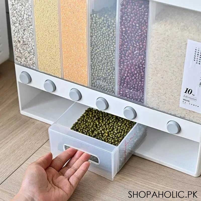 10 KG Wall Mounted 6 Compartment Cereal Dispenser