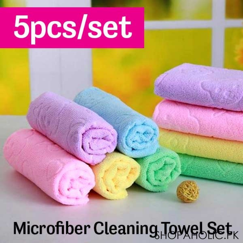 (Set of 5) Microfiber Cleaning Towel Set