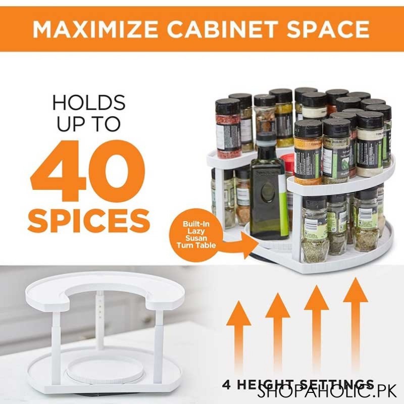 Spice Spinner Two-Tiered Spice Organizer Adjustable 4 Height Settings