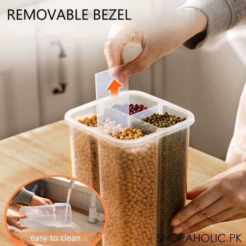 Food Storage Dispenser Airtight Container Jar with 4 Sections - 2300ml