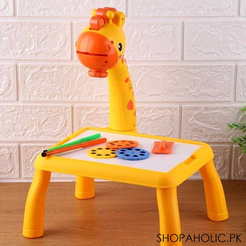 Smart Giraffe Style Projector Desk with Light and Music Learning Painting Drawing Toy