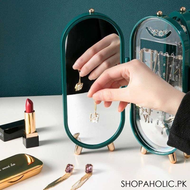 Foldable Studio Style Jewelry Storage Display Stand Box with Mirror