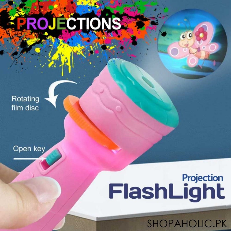 Projection Flashlight Torch Toy for Kids (3 Slides of 24 Different Random Images)