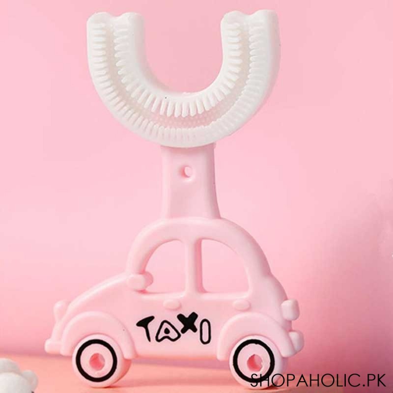 U Shaped Car Taxi Toddler Toothbrush Silicone Brush Cleaning Teeth for Kids