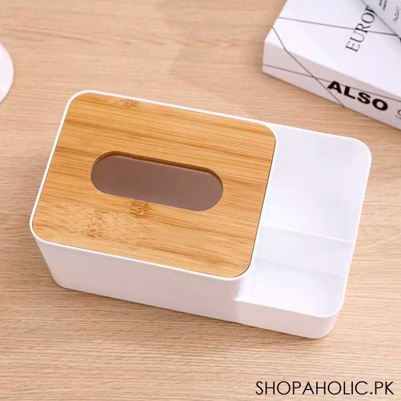 Tissue Box Bamboo Lid with Multifunctional Storage Box