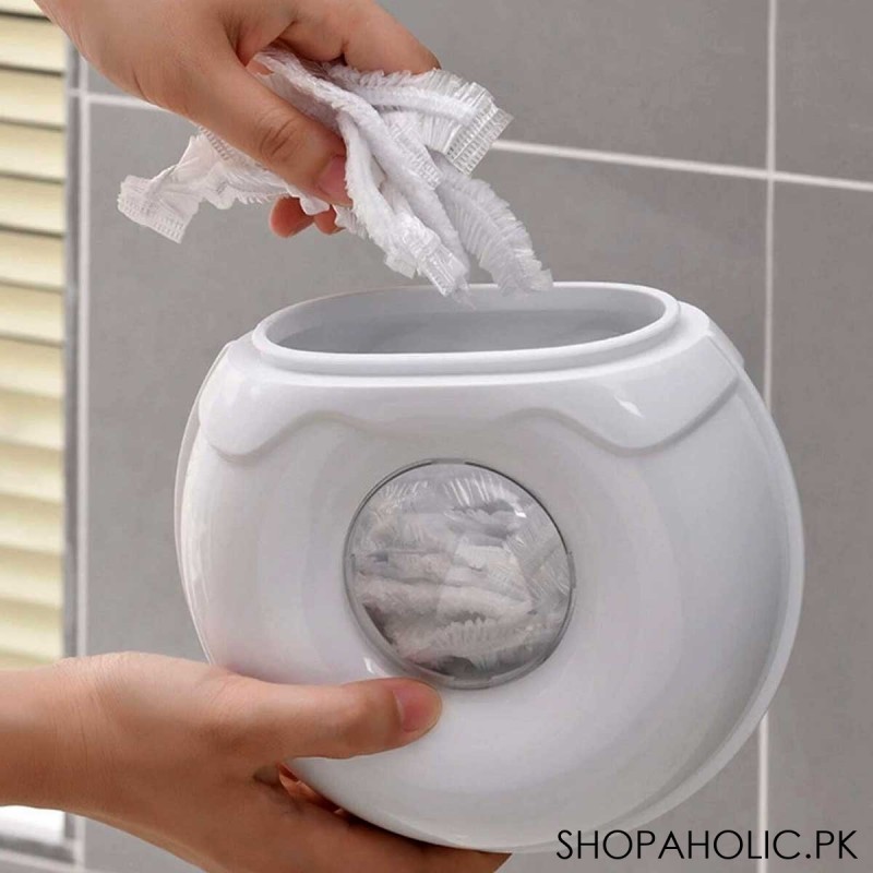 Wall Mounted Disposable Food Cover and Shower Cap Storage Box Organizer