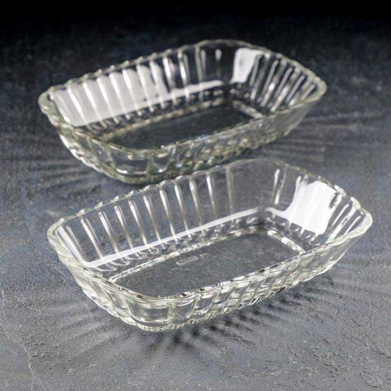 (Set of 2) Maral Rectangular Shaped Glass Tray