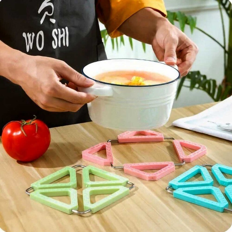 Silicone and Stainless Steel Foldable Collapsible Hot Pot Pad