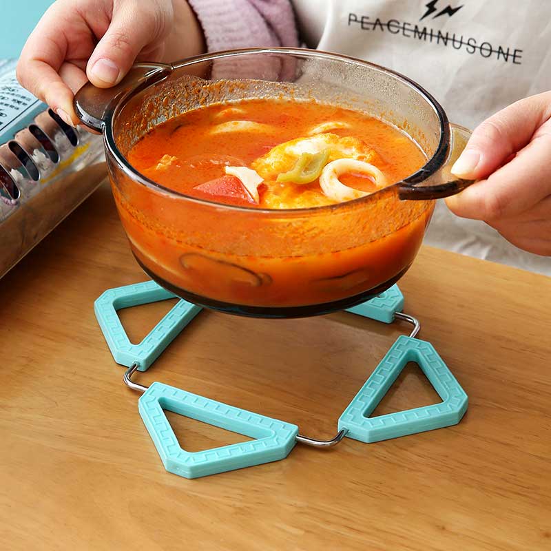 Silicone and Stainless Steel Foldable Collapsible Hot Pot Pad