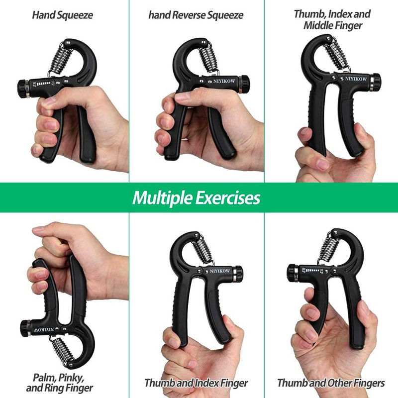 Hand Gripper Adjustable Resistance 10kg to 60kg Non-Slip Hand Grip Strength Trainer Fingers Wrist Exerciser