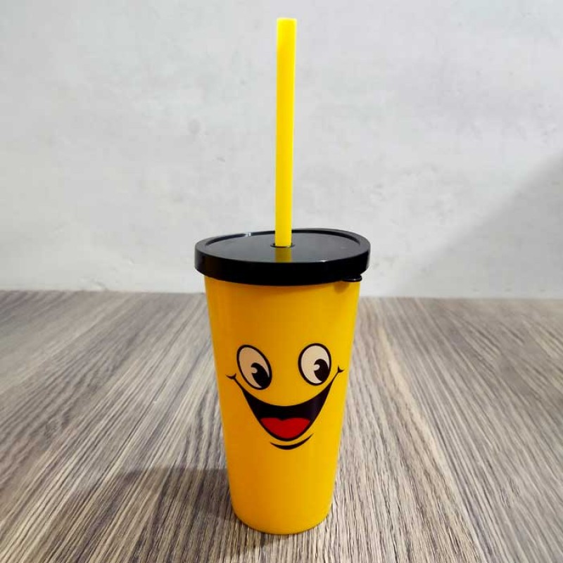 Cute Emoji Straw drinking Glass for Kids