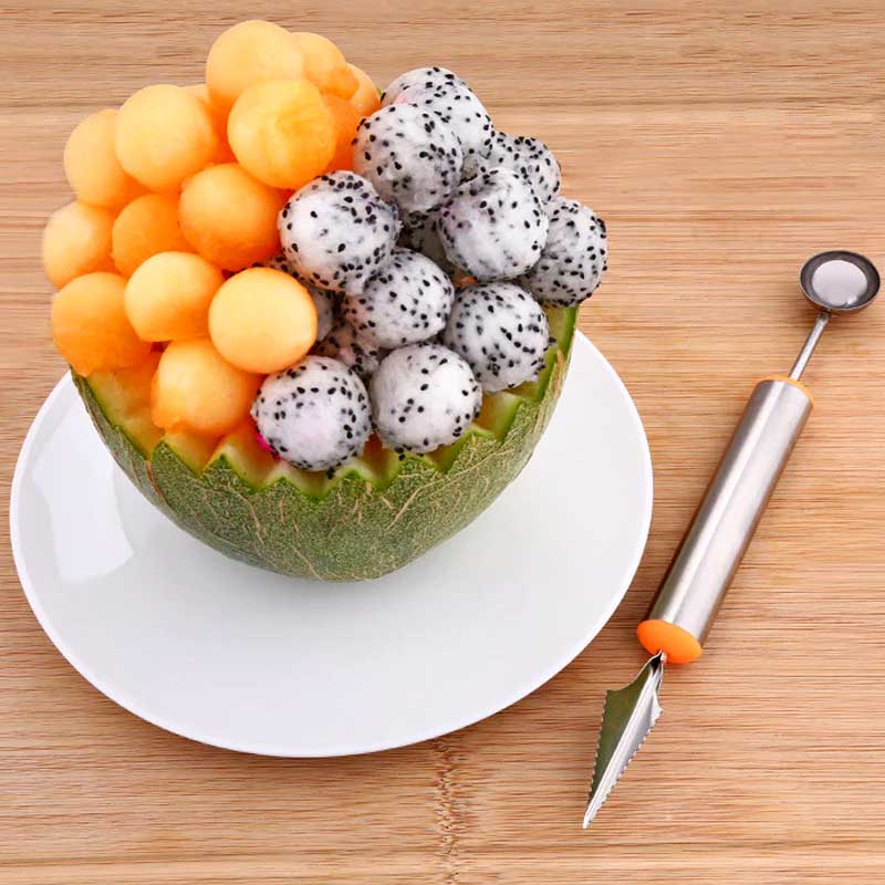 2-in-1 Melon Baller Scoop and Carving Cutter Knife Spoon