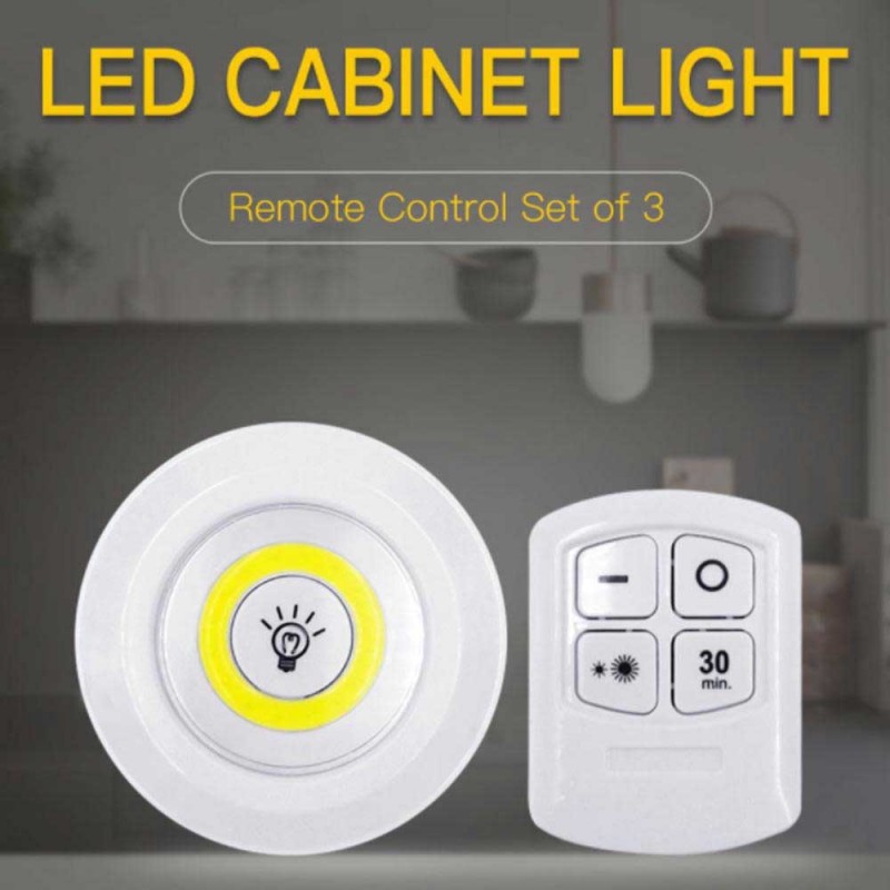 (Set of 3) 2-in-1 LED and COB Light with Remote Control