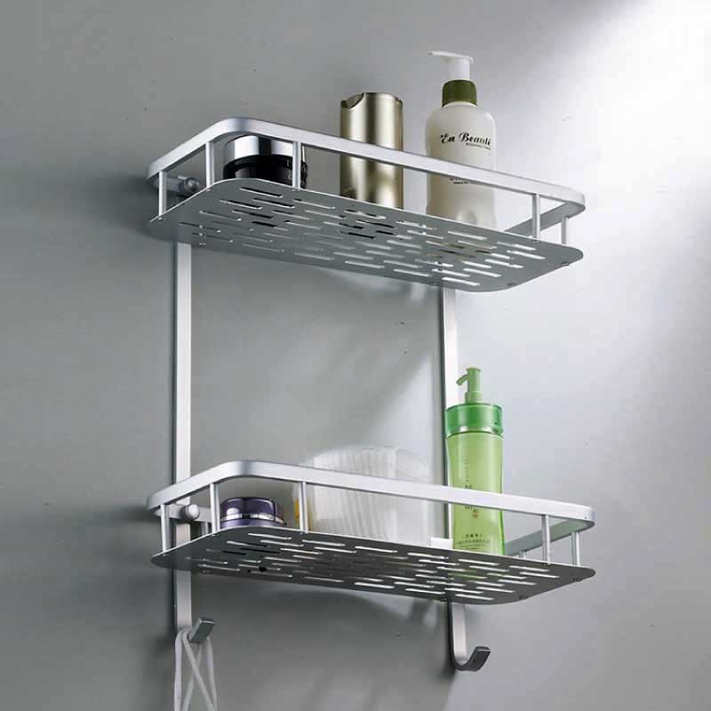 Double Layer Aluminium Storage Shelf Rack Holder for Bathroom