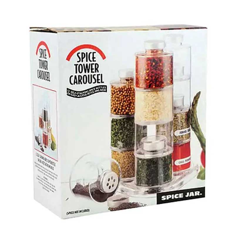 12pcs Acrylic Spice Tower Carousel Multi-layer Jar with Revolving Base