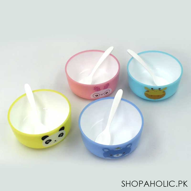 (Set of 4) Animal Paradise Cartoon Bowls with Spoons for Kids