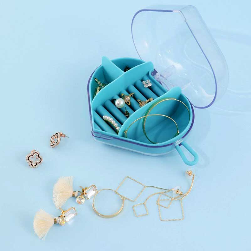 Portable Heart Shape Travel Jewelry Organizer Box