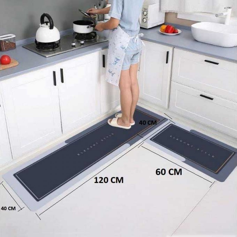 2pcs Carpet Rug Non-slip Waterproof Kitchen Floor Mat